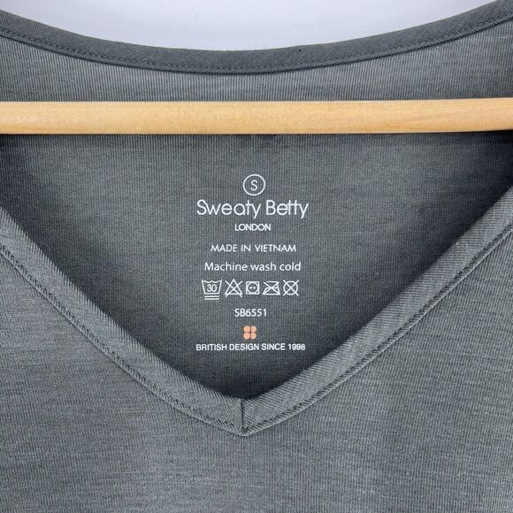 Sweaty Betty Top Size Small Womens Olive Green Split Back Long Sleeve Yoga Shirt - Picture 3 of 10